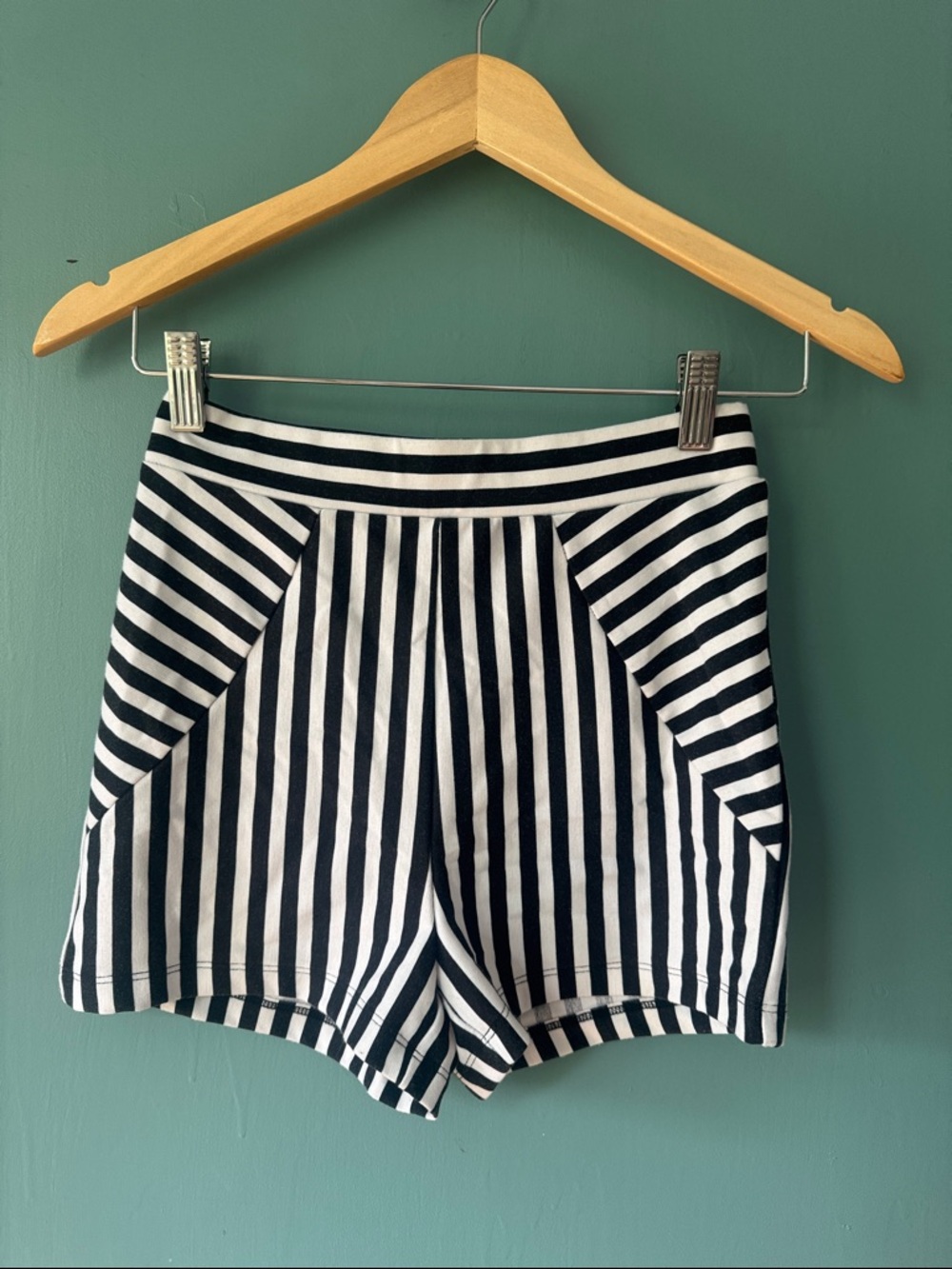 Charlotte Russe Black and White Striped High-Waist Shorts